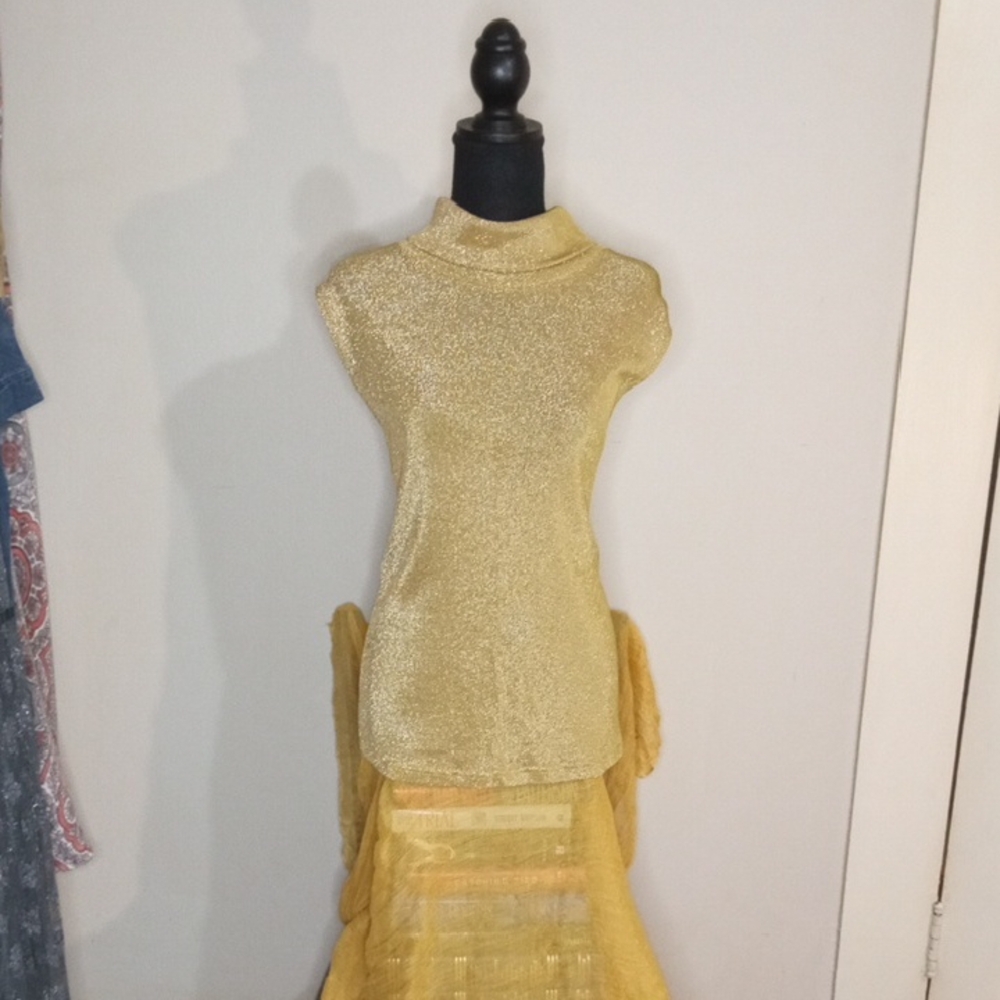 3/$25 Vintage Studio C Gold Shimmer Turtleneck Top Size 22/24